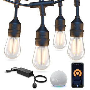 XMCOSY+ Smart LED Outdoor String Lights with Dimmable Edison Bulbs