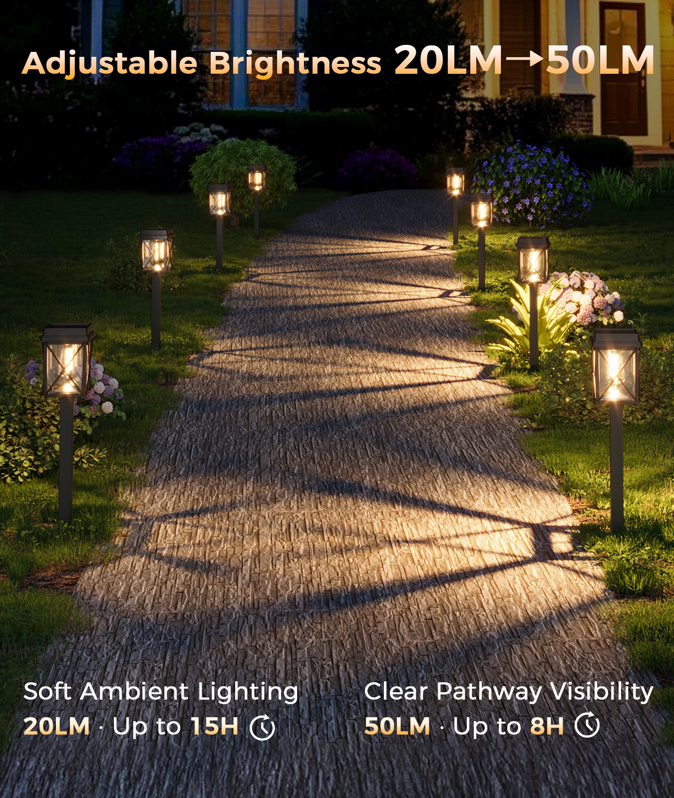 XMCOSY+ Adjustable Solar Path Lights – 3-in-1