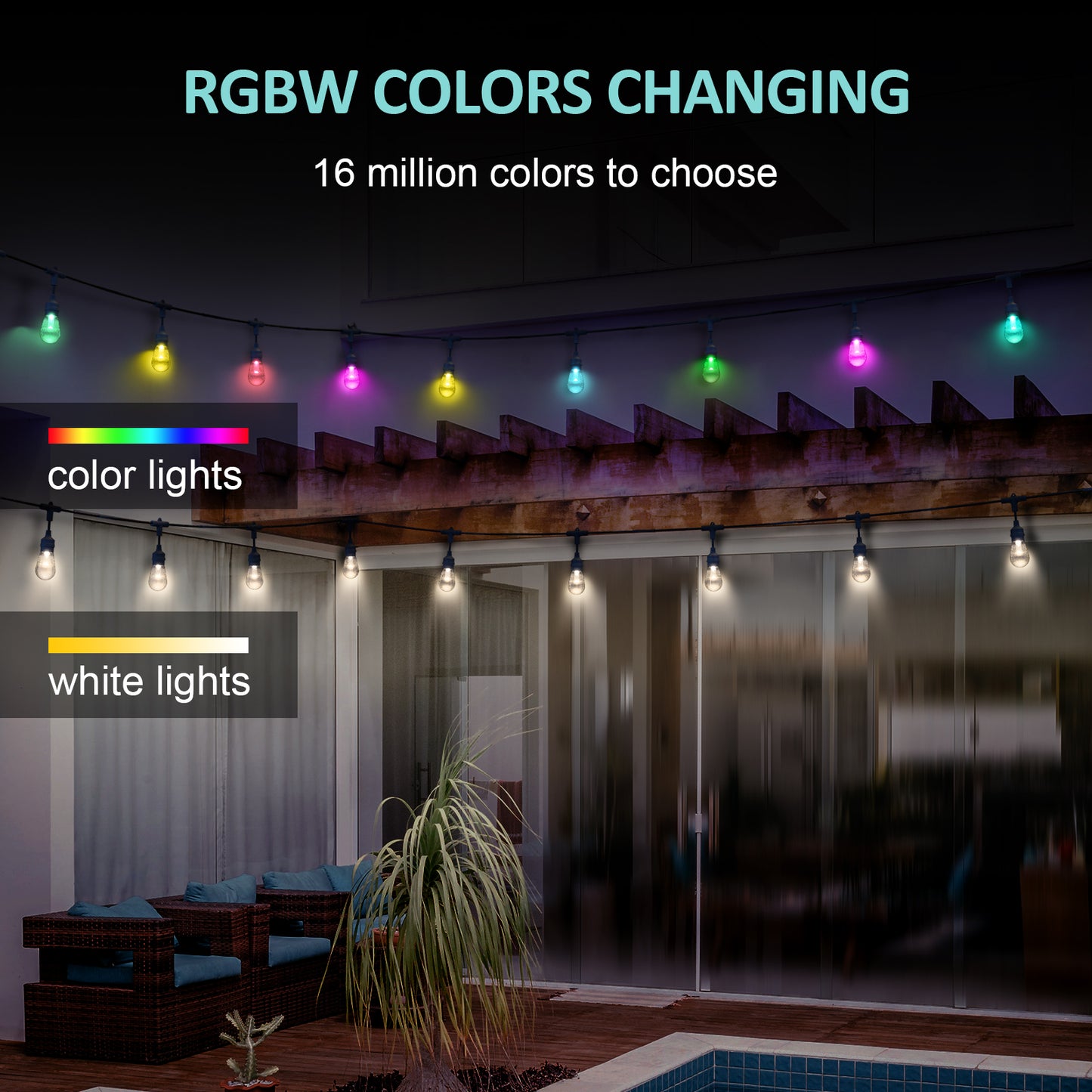 XMCOSY+ Smart Color Changing Outdoor String Lights