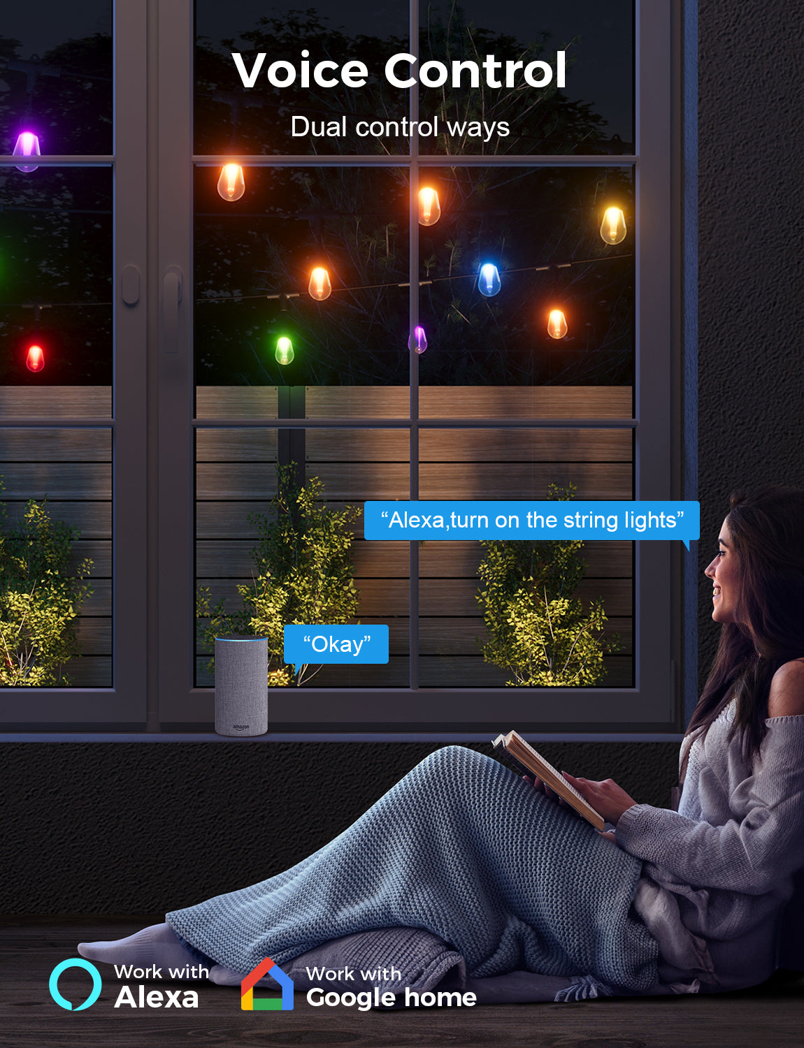 XMCOSY+ Smart Outdoor String Lights RGBCWIC Color Changing