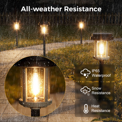 XMCOSY+ Water Glass Lens Outdoor Solar Lights-‎Black