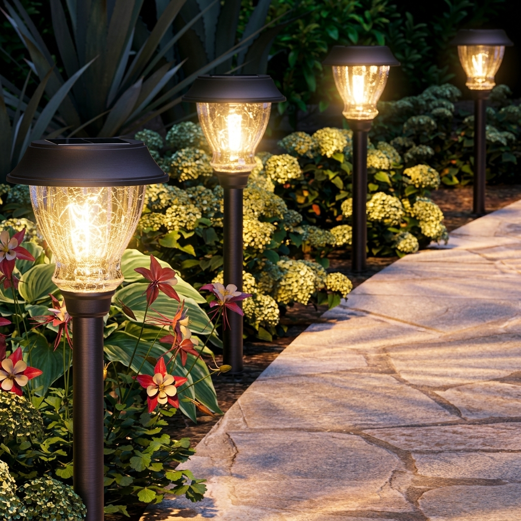 XMCOSY+ Vintage Crackle Glass Solar Path Lights