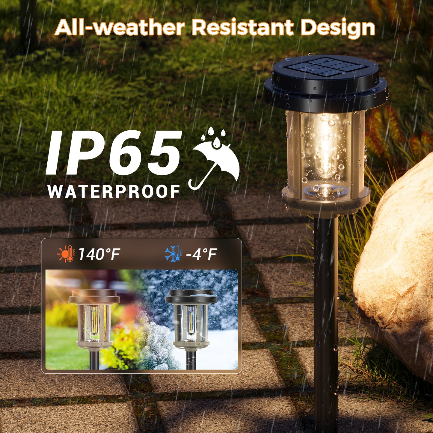 XMCOSY+ Unique Bubble Glass Lens Outdoor Solar Lights-‎Black