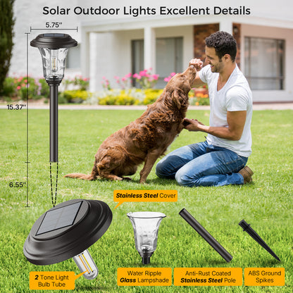 XMCOSY+  Metal Glass Solar Pathway Lights (Warm/Cool White)