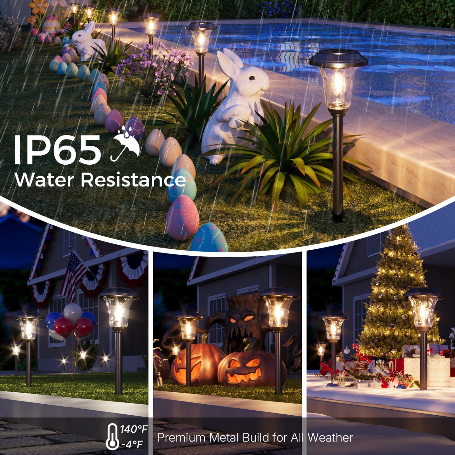 XMCOSY+  Metal Glass Solar Pathway Lights (Warm/Cool White)