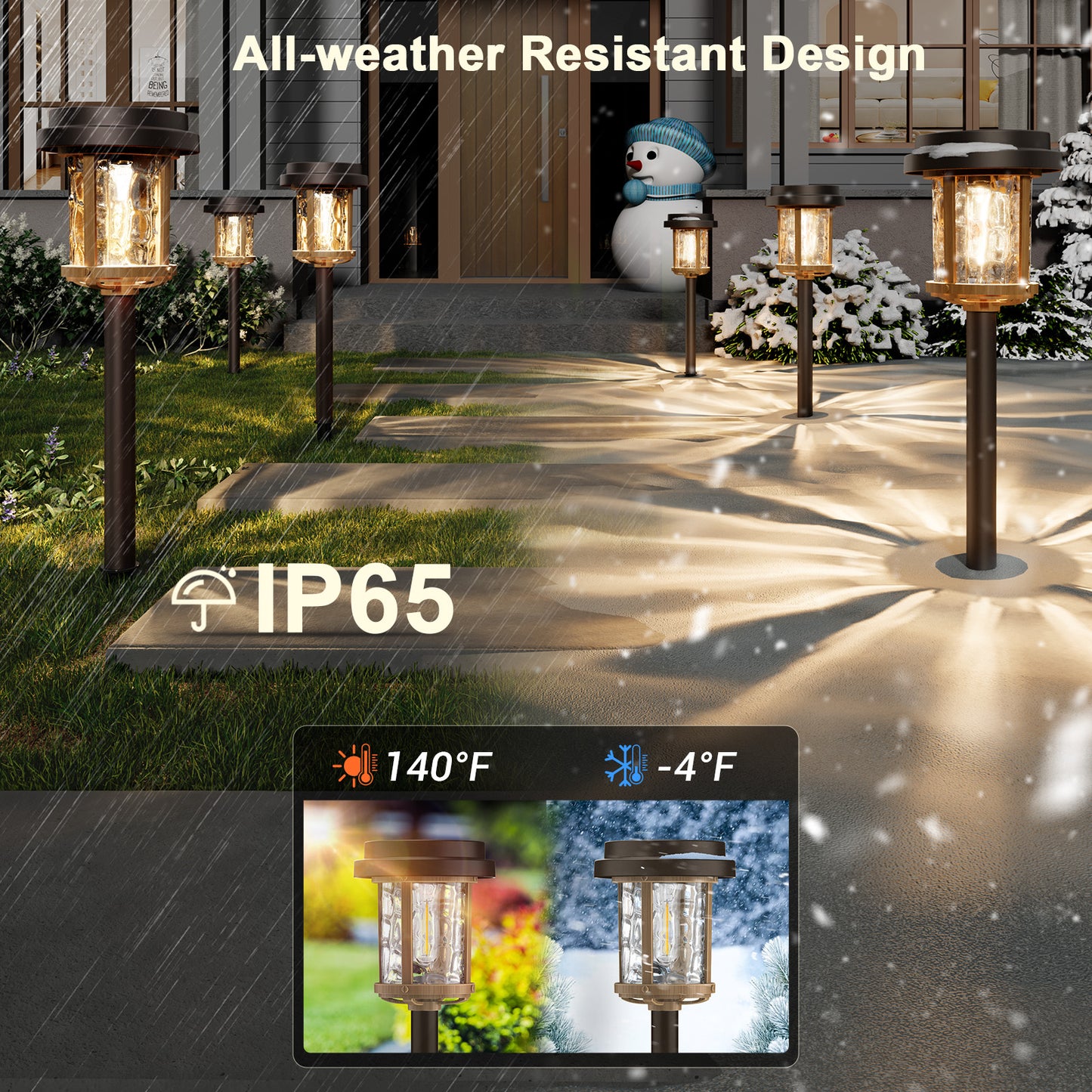 XMCOSY+ Water Glass Lens Outdoor Solar Lights-‎Brown