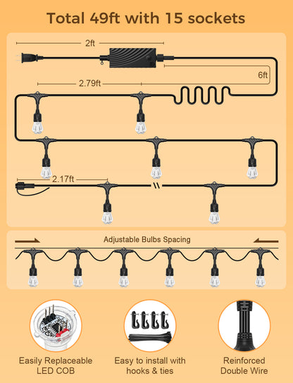 XMCOSY+ Smart Outdoor String Lights