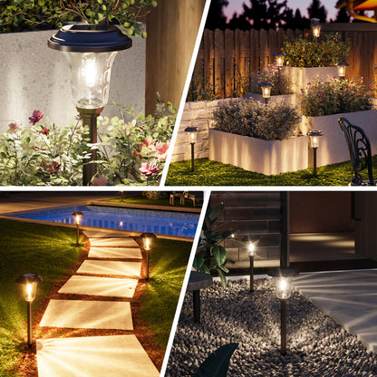 XMCOSY+  Metal Glass Solar Pathway Lights (Warm/Cool White)