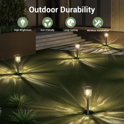 XMCOSY+ Classic Outdoor Solar Lights 2-Tone Bronze & Wood
