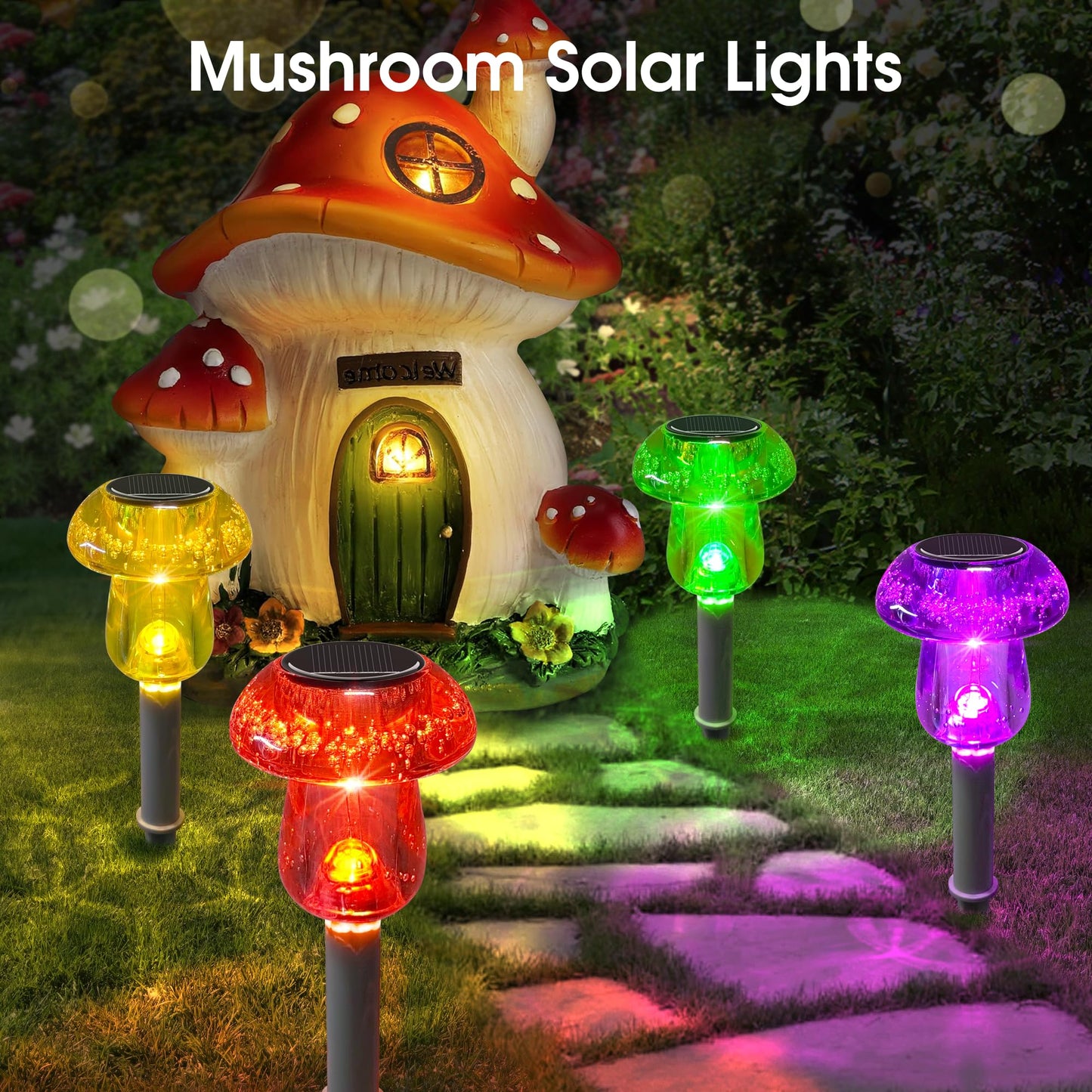 🔥Hot Sale Now🔥XMCOSY+ Waterproof Mushroom Solar Garden Lights- 8 Pack