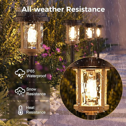 XMCOSY+ Water Glass Lens Outdoor Solar Lights-‎Brown