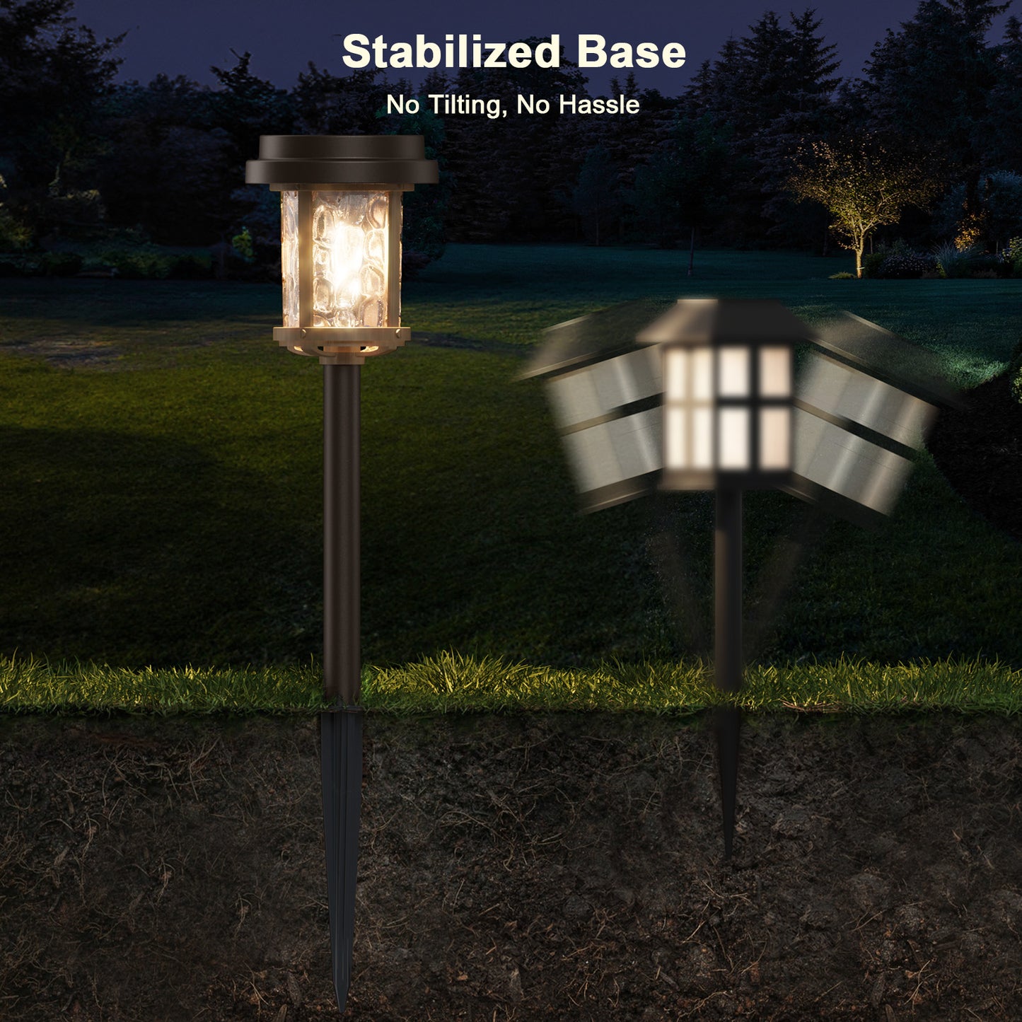 XMCOSY+ Water Glass Lens Outdoor Solar Lights-‎Brown