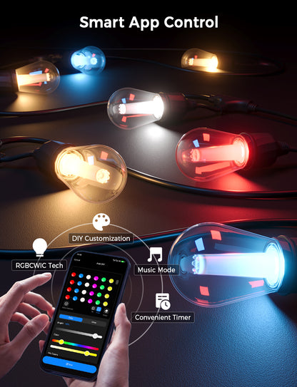 XMCOSY+ Smart Color Changing Outdoor String Lights (RGBCWIC)