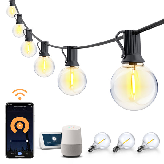 XMCOSY+ Smart Patio Lights String with G40 Globe Bulbs