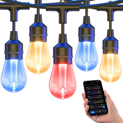 XMCOSY+ Smart Outdoor String Lights RGBCWIC Color Changing