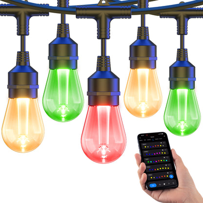 XMCOSY+ Smart Outdoor String Lights RGBCWIC Color Changing