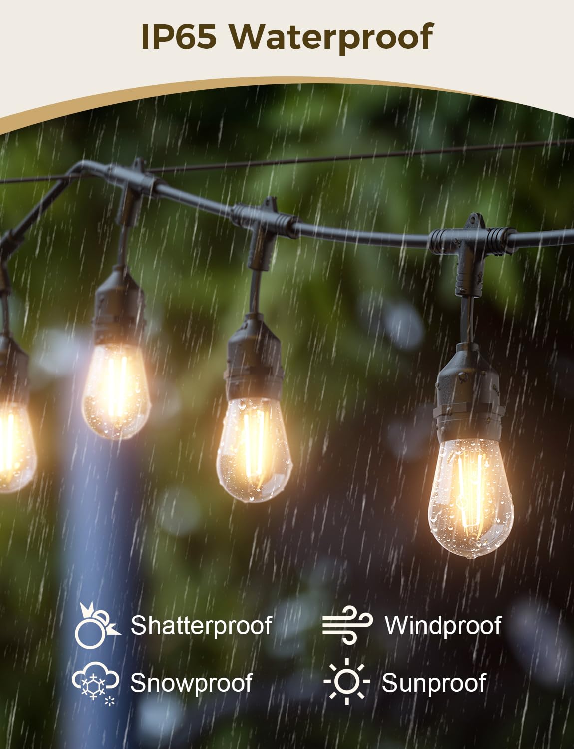 XMCOSY+ Upgraded Smart LED Outdoor String Lights with Dimmable  Edison Bulbs